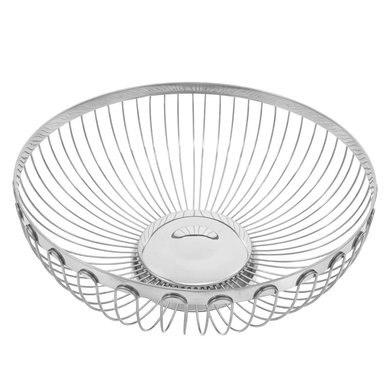 Large 26cm Stainless Steel Hollow Wire Fruit Vegetable Basket Kitchen Countertop Storage Bowl - Image 2