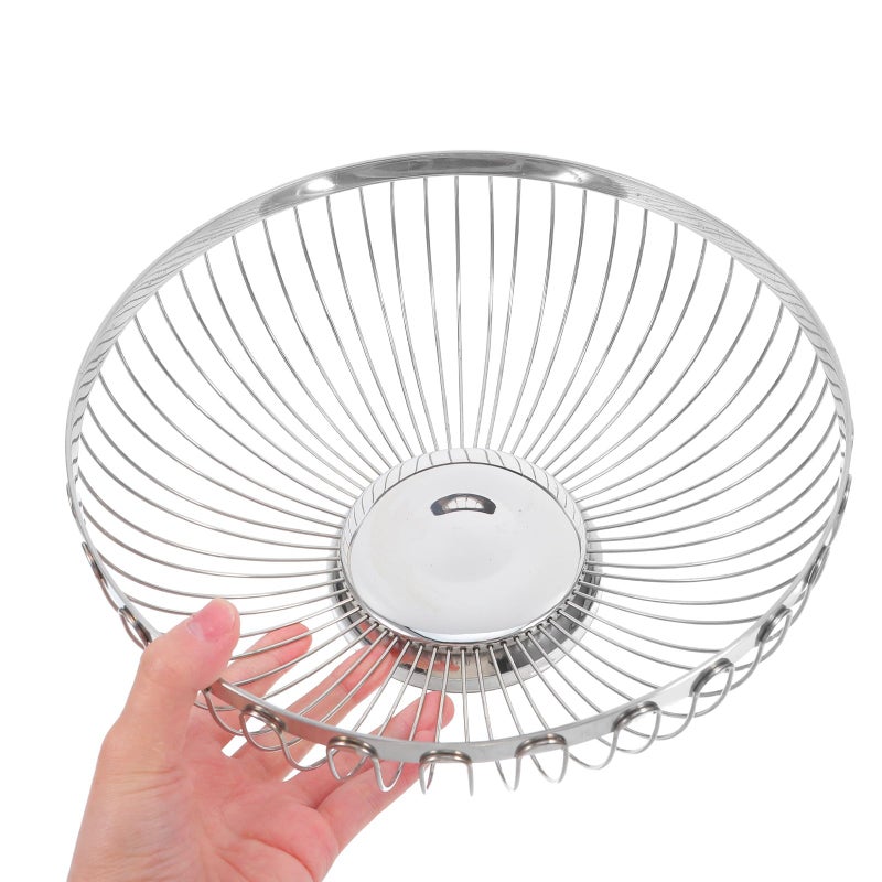 Large 26cm Stainless Steel Hollow Wire Fruit Vegetable Basket Kitchen Countertop Storage Bowl - Image 5