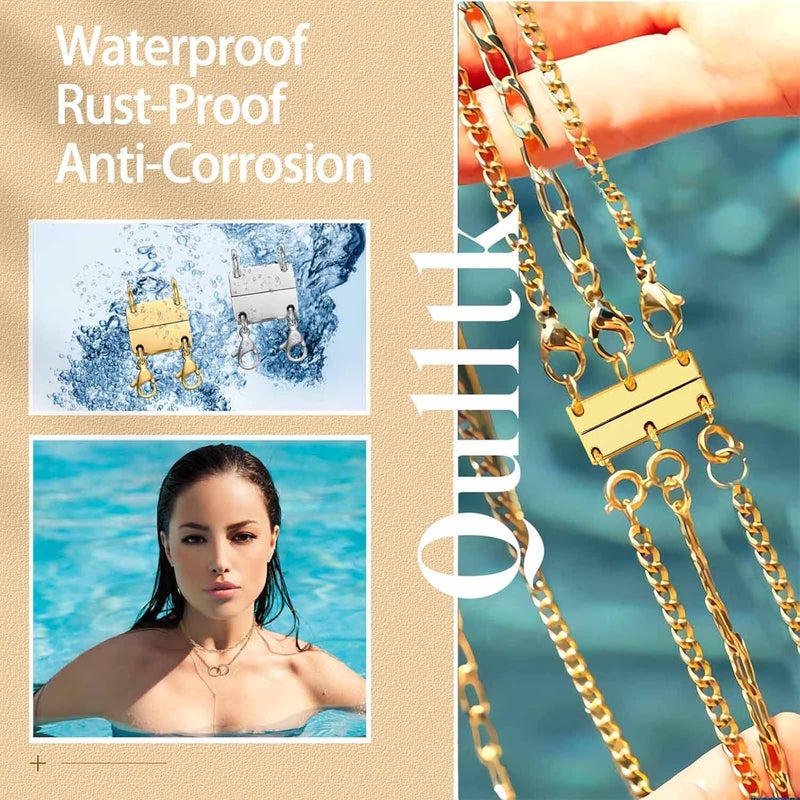 Qulltk Necklace Layering Clasp Magnetic Clasps for Jewelry, Gold and Silver Separator for Stackable Necklaces and Chains - Image 5