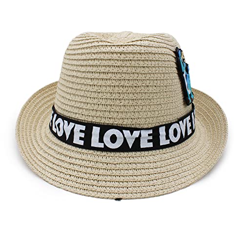 VRITRAZ Kids Hat, Summer Fashion Straw Bucket Cap, Suitable for 3-12 Years (Beige) - Image 1