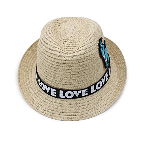 VRITRAZ Kids Hat, Summer Fashion Straw Bucket Cap, Suitable for 3-12 Years (Beige) - Image 2