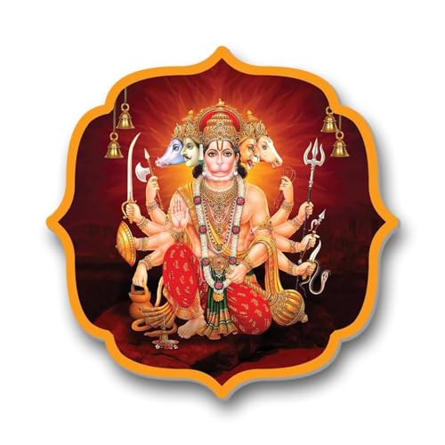 Karigaari Panchmukhi Hanuman Acrylic Wall Frame Door Vastu Dosh Rectification Remedy Of Home, Office And Factory Acrylic Photo Poster with self adhesive tape, 10 cm - Image 1