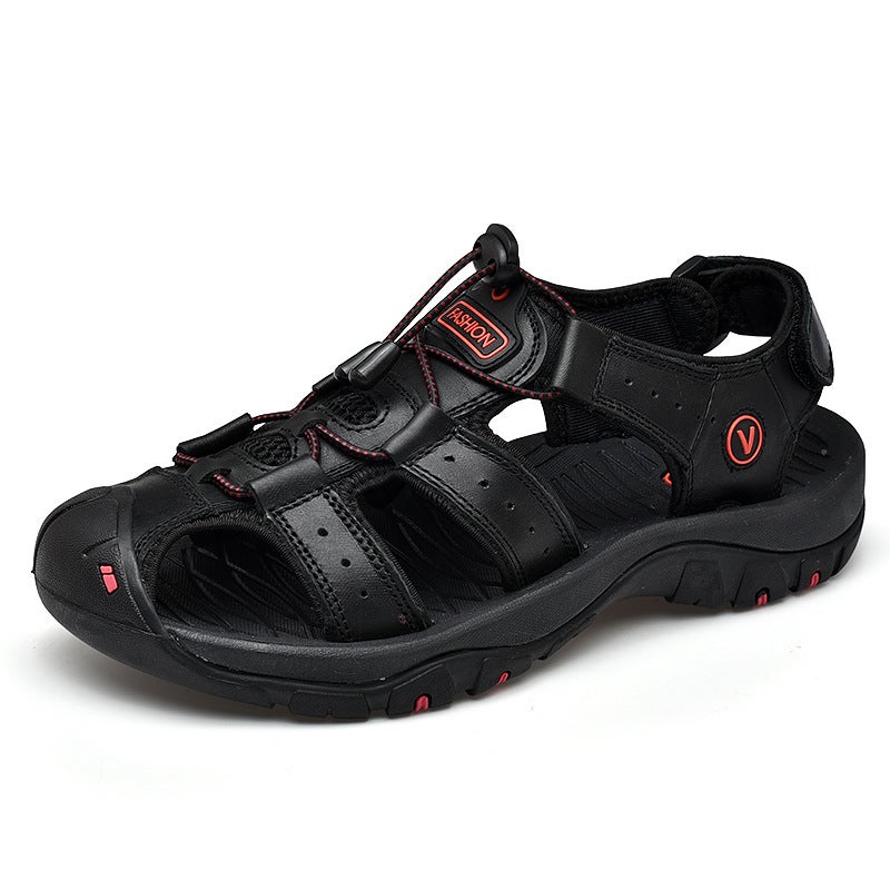 Mens Leather Sandals Large Size Non-Slip Outdoor 7239 army green  - Image 3