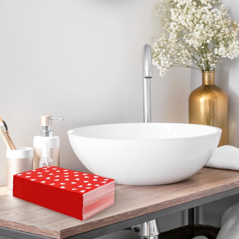 Whaline 100Pcs Valentine's Day Guest Napkins Heart 3 Ply Disposable Paper Napkins Love Heart Dinner Hand Towel Napkins for Holiday Party Table Decor Supplies - Image 5