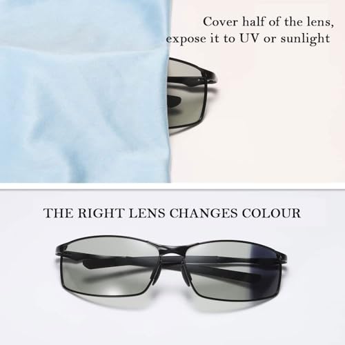 Karsaer Men's Polarised Sunglasses Lightweight Driving Cycling Photochromic Glasses for Men Stylish E1030 - Image 3