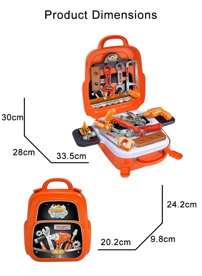 Quivlox Kids Tool Set,22Pcs Kids Tool Backpack Set, 2-in-1 Convertible Workbench & Storage Bag, Includes Wrench, Drill & Saw, Educational Construction Toys for Toddlers 3-6, Building Kits for Motor Skills Development - Image 2