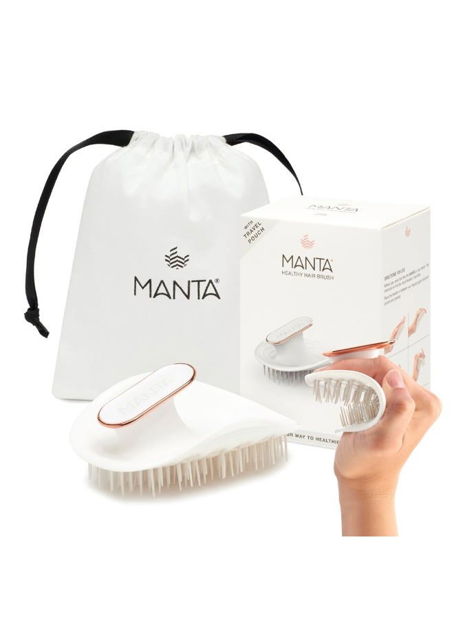 Manta Anti Breakage Hair Brush, Gentle Wet & Dry Hair Detangler Hairbrush for All Hair Types, Soft Scalp Shower Hair Brush, Promote Healthy Hair Growth, Hairbrushes for Women Men, White - Image 1