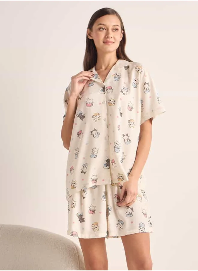 سبلاش فيڤ Printed Shirt and Shorts Set
