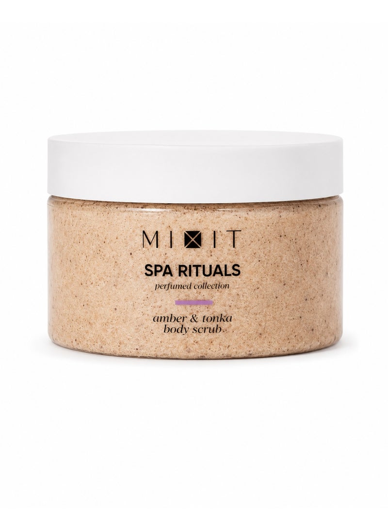 MIXIT Spa Rituals Amber & Tonka Smoothing Body Scrub, Exfoliating Sea Salt & Sugar Scrub, 300g - Image 1