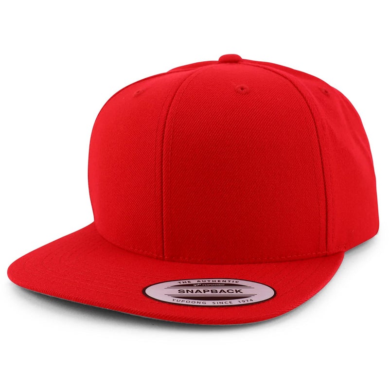 Armycrew Oversize XXL Structured Blank Flatbill Snapback Cap - Red - 2XL - Image 1