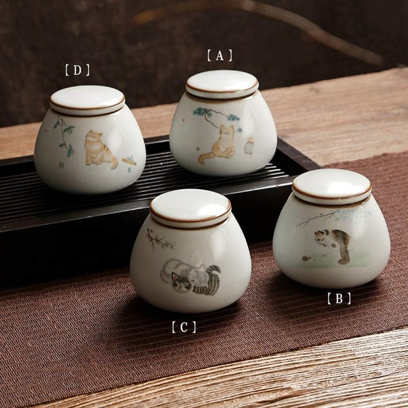 Mini Pet Cremation Urns for, Memorial Hall Pet Urns Ashes,Hand-Made Ceramic Sealed Jars,Cat and Dog Small Pet Souvenirs,Display at Home （8.5cm*7.5cm） (Color : 1) (3) - Image 3
