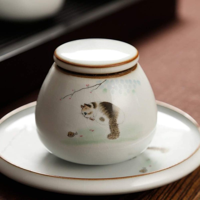 Mini Pet Cremation Urns for, Memorial Hall Pet Urns Ashes,Hand-Made Ceramic Sealed Jars,Cat and Dog Small Pet Souvenirs,Display at Home （8.5cm*7.5cm） (Color : 1) (3) - Image 4