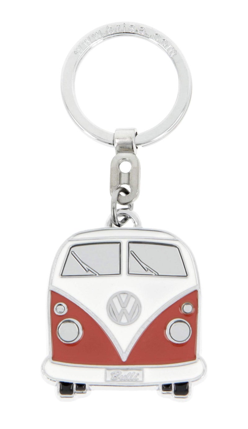 BRISA VW Collection Volkswagen Enamel Metal Keyring Keychain Accessory Keyholder in T1 Bus Design FrontOrange