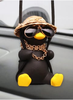 Swinging Duck Car Hanging Ornament, Cool Car Hanging Accessories for Rear View Mirror, Cute Car Pendant Swinging Sunglasses Duck Hanging Swing