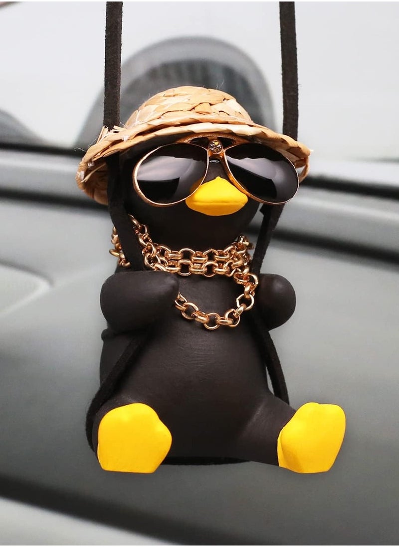 Najwa Swinging Duck Car Hanging Ornament, Cool Car Hanging Accessories for Rear View Mirror, Cute Car Pendant Swinging Sunglasses Duck Hanging Swing  - Image 1