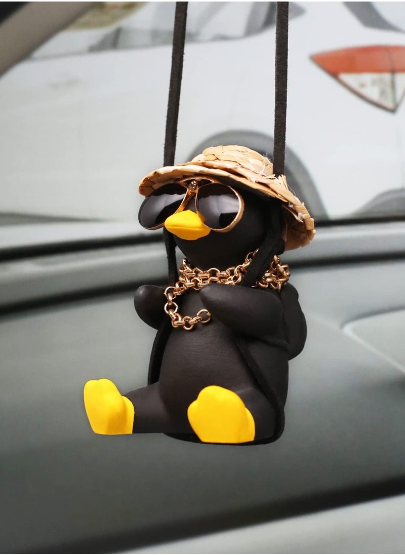 Najwa Swinging Duck Car Hanging Ornament, Cool Car Hanging Accessories for Rear View Mirror, Cute Car Pendant Swinging Sunglasses Duck Hanging Swing  - Image 2