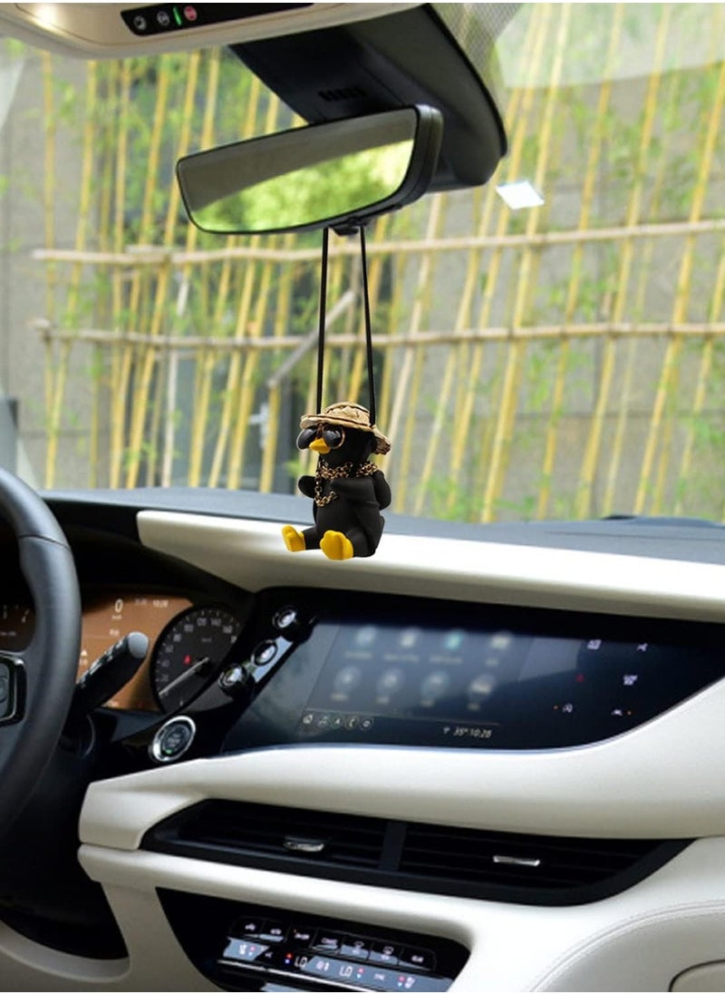 Najwa Swinging Duck Car Hanging Ornament, Cool Car Hanging Accessories for Rear View Mirror, Cute Car Pendant Swinging Sunglasses Duck Hanging Swing  - Image 4