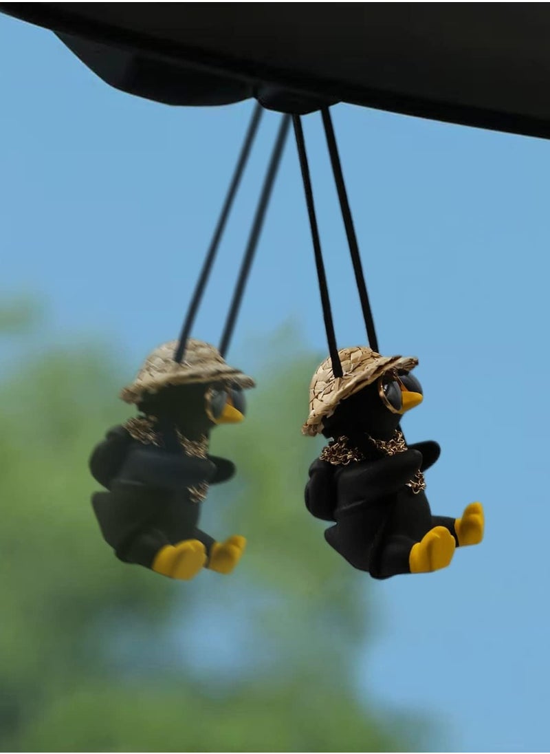 Najwa - Swinging Duck Car Hanging Ornament, Cool Car Hanging Accessories for Rear View Mirror, Cute Car Pendant Swinging Sunglasses Duck Hanging Swing - Image 1