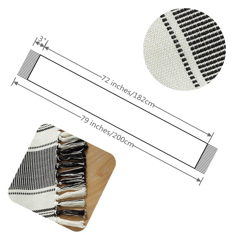 STONEMUNK Cotton Table Runner 13'' x 72'' Eco-Friendly Hand-Made Cotton Runner for Parties, Dining Table, Wedding, Boho Runner - (Black - T.R (New H)) - Image 4