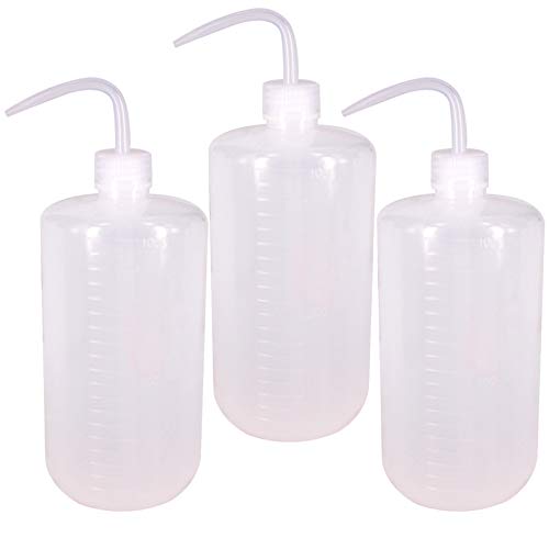 Belinlen 3Pcs 1000ml(33oz) Plastic Safety Lab Wash Bottle, Plastic Squeeze Bottle with Scale Labels and Narrow Mouth, Watering Bottles for Chemistry, Industry, Lab & Gardening(LDPE) - Image 1
