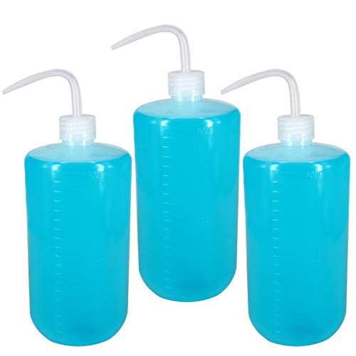 Belinlen 3Pcs 1000ml(33oz) Plastic Safety Lab Wash Bottle, Plastic Squeeze Bottle with Scale Labels and Narrow Mouth, Watering Bottles for Chemistry, Industry, Lab & Gardening(LDPE) - Image 2