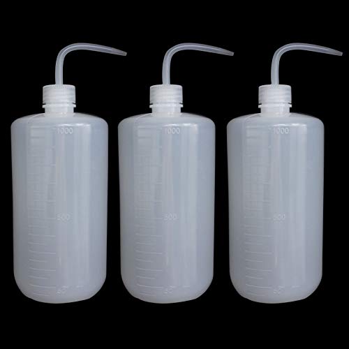 Belinlen 3Pcs 1000ml(33oz) Plastic Safety Lab Wash Bottle, Plastic Squeeze Bottle with Scale Labels and Narrow Mouth, Watering Bottles for Chemistry, Industry, Lab & Gardening(LDPE) - Image 5