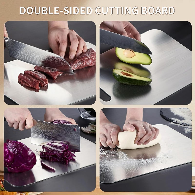 SPITZE Chopping Board Combo 3pcs | Large Multi Size 304 Stainless Steel Cutting Boards for Cutting Vegetables, Meat, Fish, Fruits for Kitchen (Combo 3pc (46x30cm, 34x24cm, 30x20cm)) - Image 4