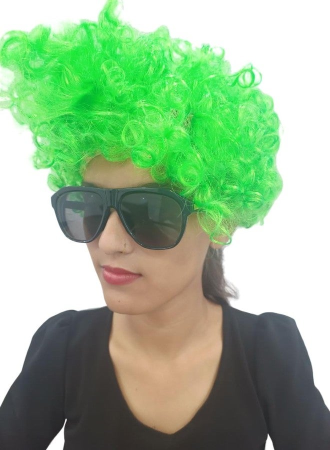 BookMyCostume Buy Green Curly Hair Wig Unisex Adult & Kids Fancy Dress Costume Accessory - Image 4