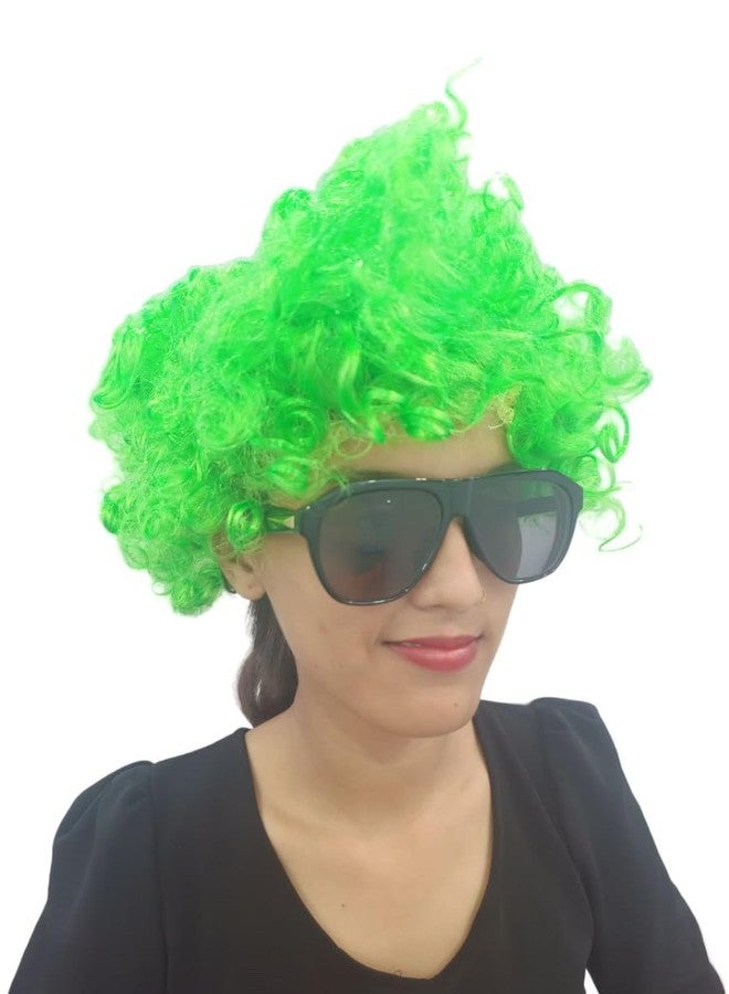 BookMyCostume Buy Green Curly Hair Wig Unisex Adult & Kids Fancy Dress Costume Accessory - Image 2