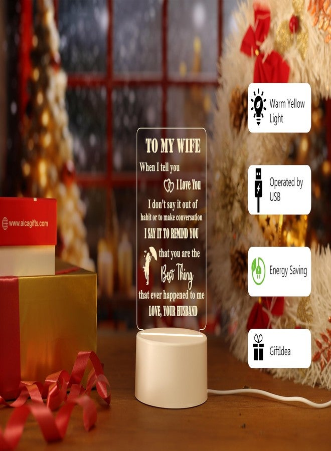 AICA Best Wife Quote Led Lamp (White Base) | Birthday Anniversary Gift for Wife - Image 3