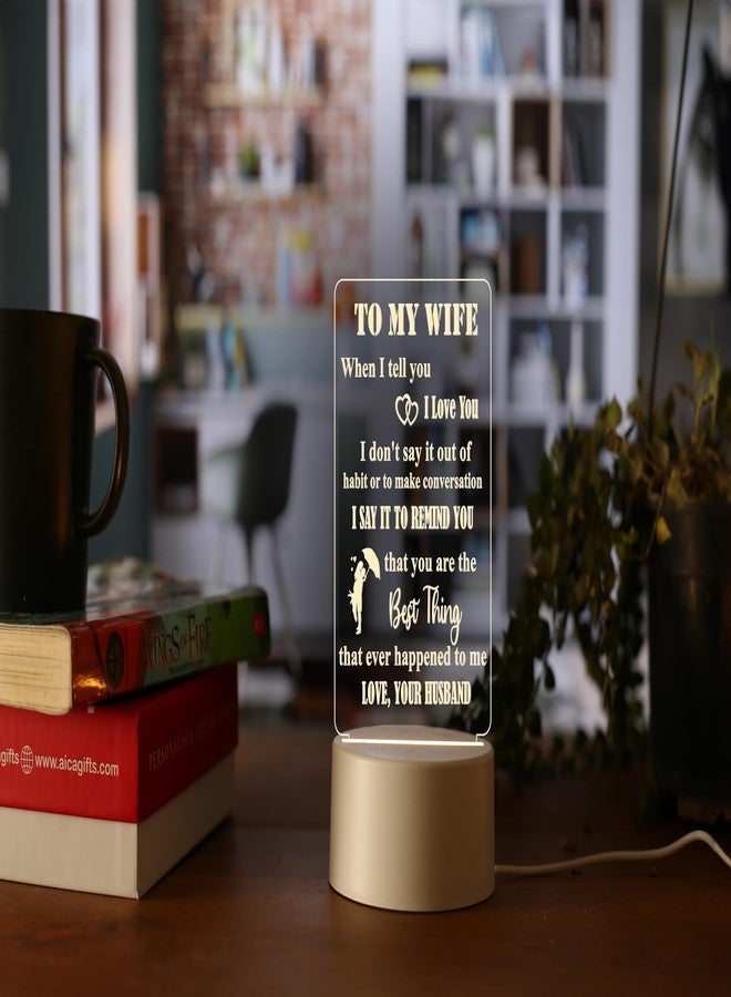 AICA Best Wife Quote Led Lamp (White Base) | Birthday Anniversary Gift for Wife - Image 1