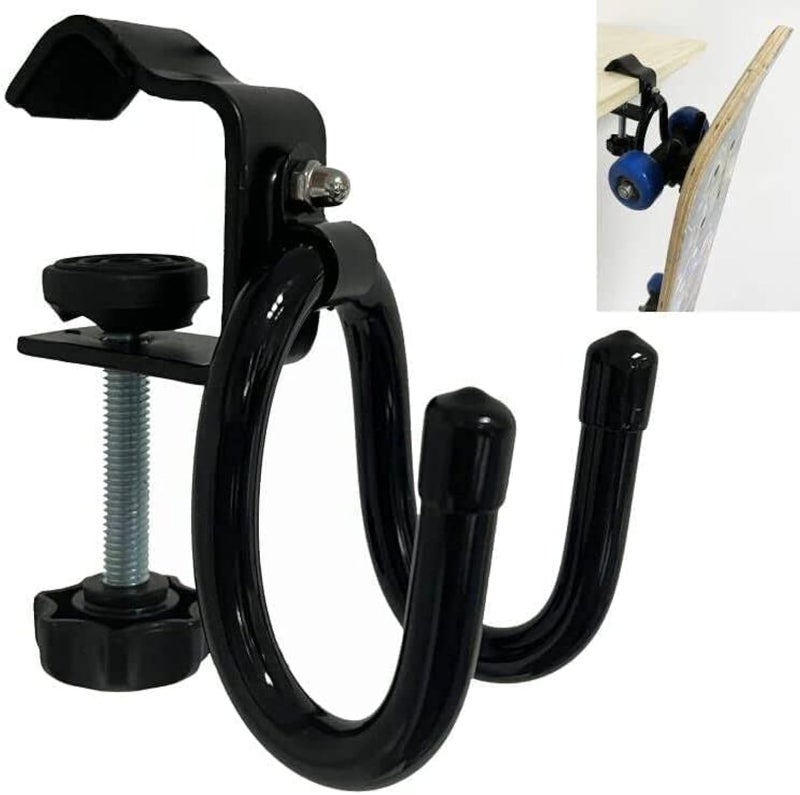 Auxphome Desk Store Clamp-On Skateboard Holder - Skateboard Hooks Stand Clamp Hook Under Desk Space Save Mount For Headphone, Backpacks, Longboard, Mini Cruiser And More - Image 1