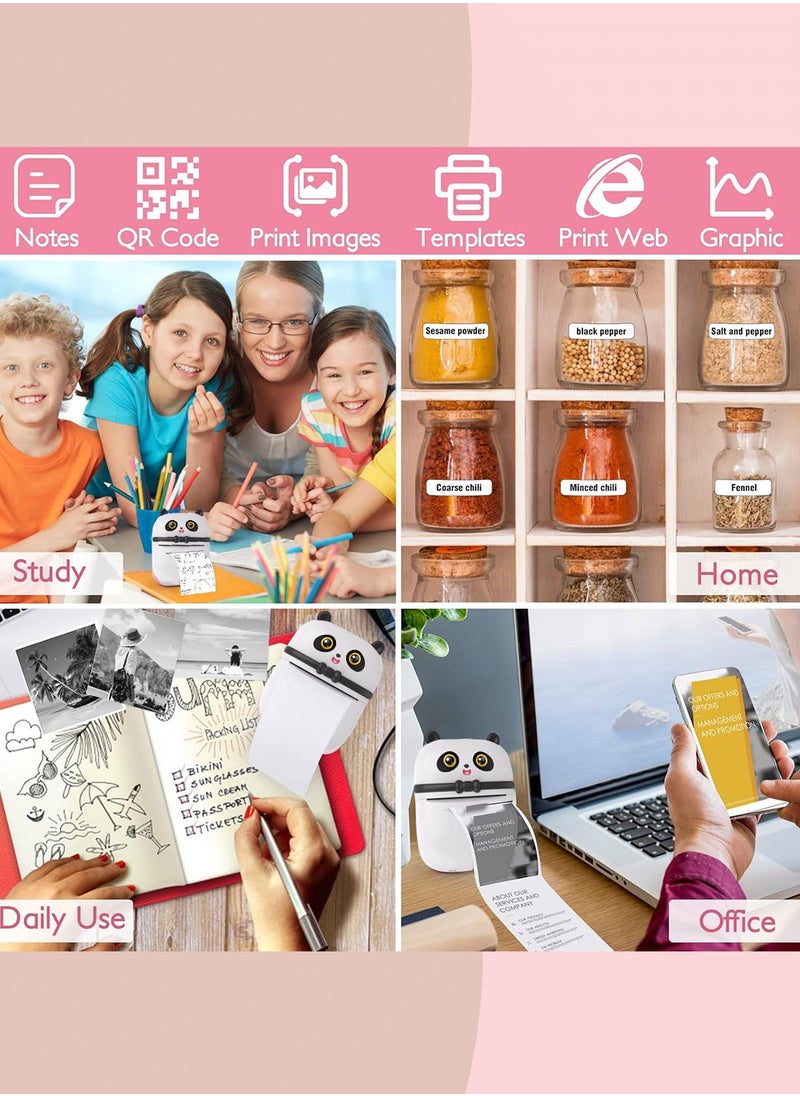 Kidle - Mini Pocket Panda printer Bluetooth Wireless Smart Printer with Android APP (including a roll of paper)+3 colored papers+5 stickers+5 regular papers+colored pens+random stickers * 1 - Image 1