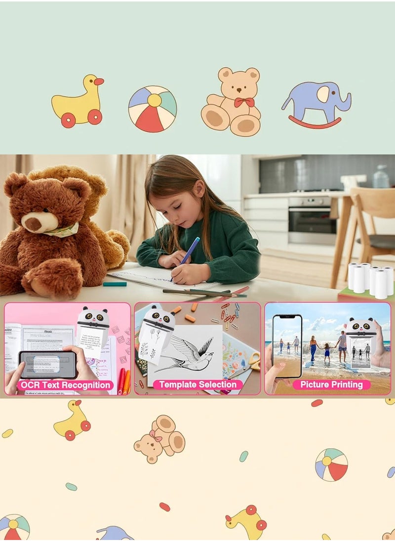 Kidle - Mini Pocket Panda printer Bluetooth Wireless Smart Printer with Android APP (including a roll of paper)+3 colored papers+5 stickers+5 regular papers+colored pens+random stickers * 1 - Image 1