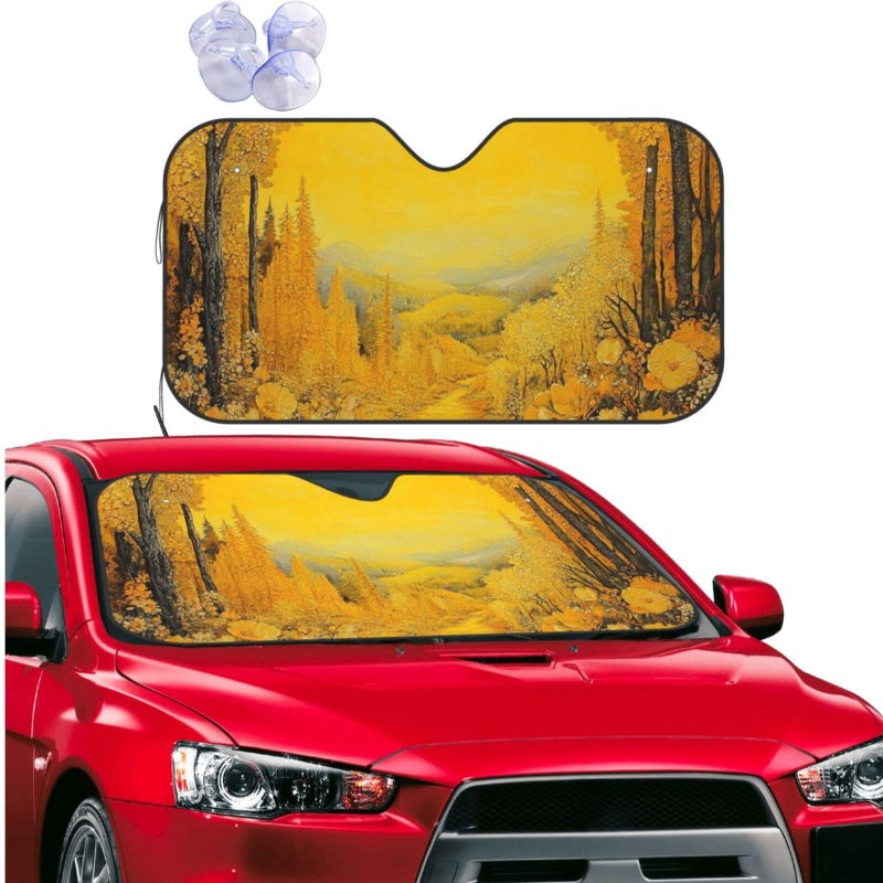 Small Black Car Windshield Sun Shade Foldable Sun Visor Protector Interior Accessories - Image 2