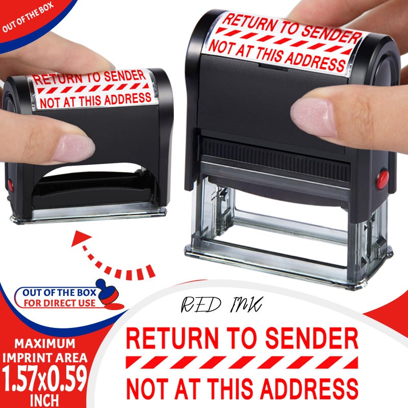 Bertiveny Return to Sender Stamps Self Inking Personalized Stamps for Business Supplies Custom Rubber Business for Return to SenderReturn Address Stamps Red InkReturn to Sender Not at This Address