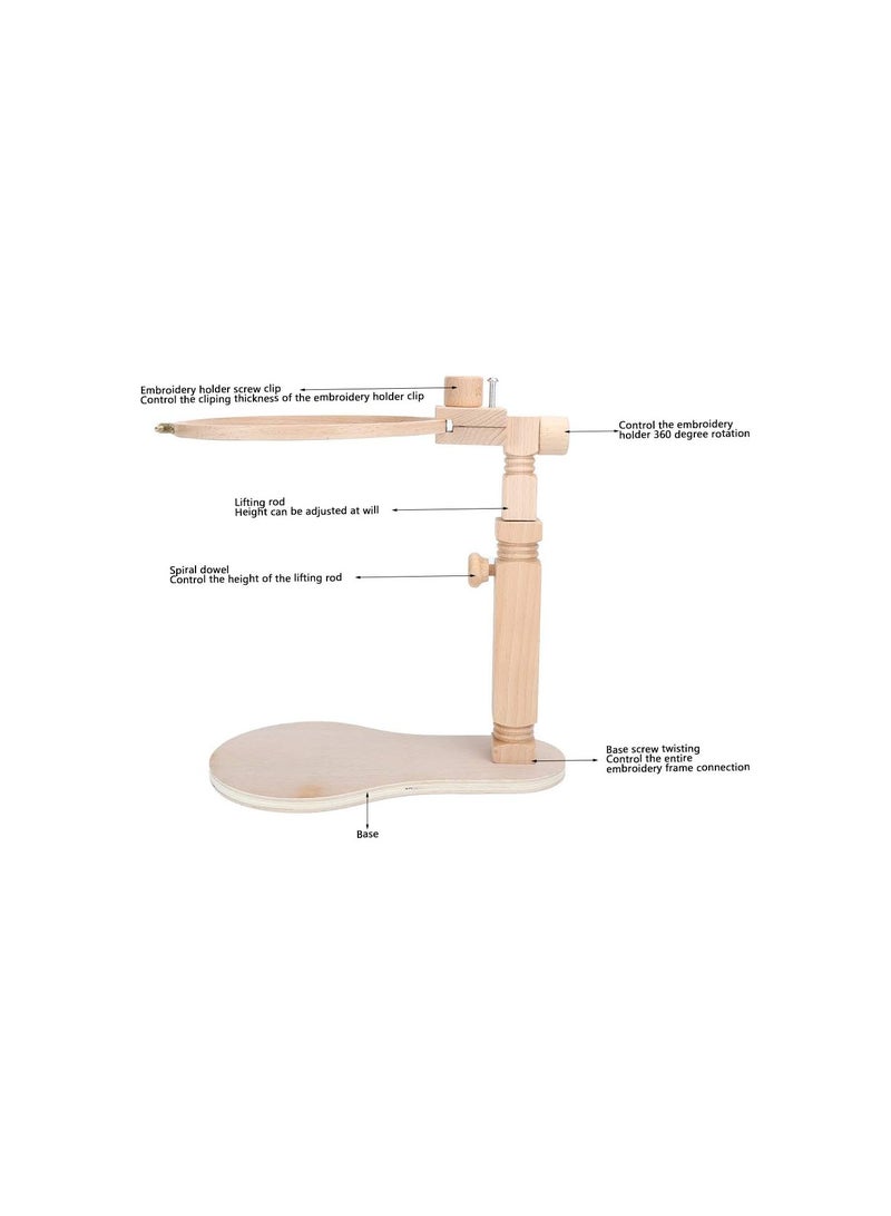 GGOOT Embroidery Stand, Light And Flexible Adjustable Spacing Portable Wood Embroidery Hoop, Multifunctional for Round/Square Embroidery Clips Circular Fan  - Image 5