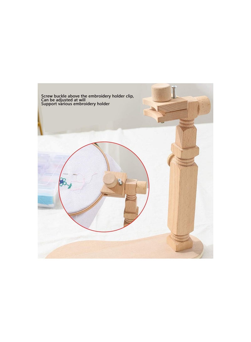GGOOT Embroidery Stand, Light And Flexible Adjustable Spacing Portable Wood Embroidery Hoop, Multifunctional for Round/Square Embroidery Clips Circular Fan  - Image 2