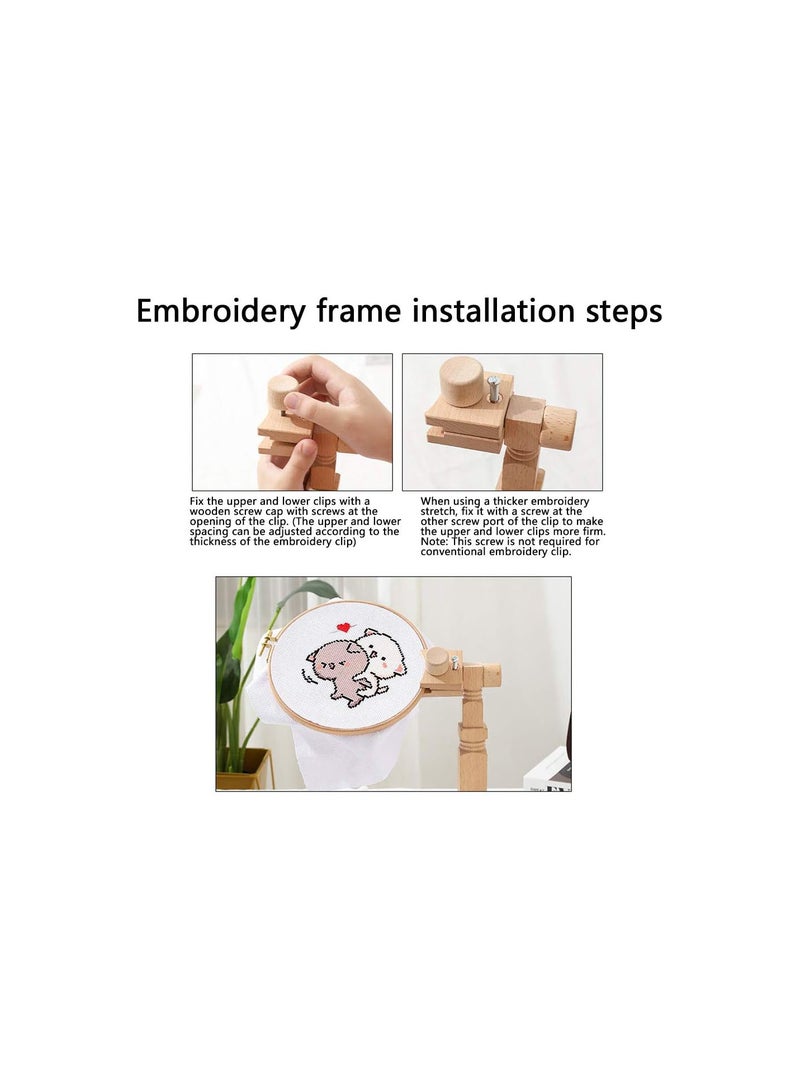 GGOOT Embroidery Stand, Light And Flexible Adjustable Spacing Portable Wood Embroidery Hoop, Multifunctional for Round/Square Embroidery Clips Circular Fan  - Image 4