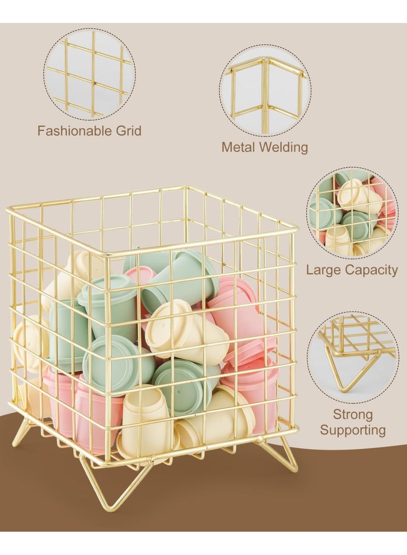 SYOSI K-Cup Holder Organizer, Large Capacity Metal Coffee Pod Storage Basket for K-Cup Pods, Rustproof Countertop Organizer for Kitchen Counter, Office Desktop, and Coffee Bar Accessories (Gold) - Image 3