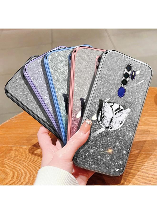 S-TOP Case For OPPO A11x / A9 2020 Plated Gradient Glitter Butterfly Holder TPU Phone Case - Image 2
