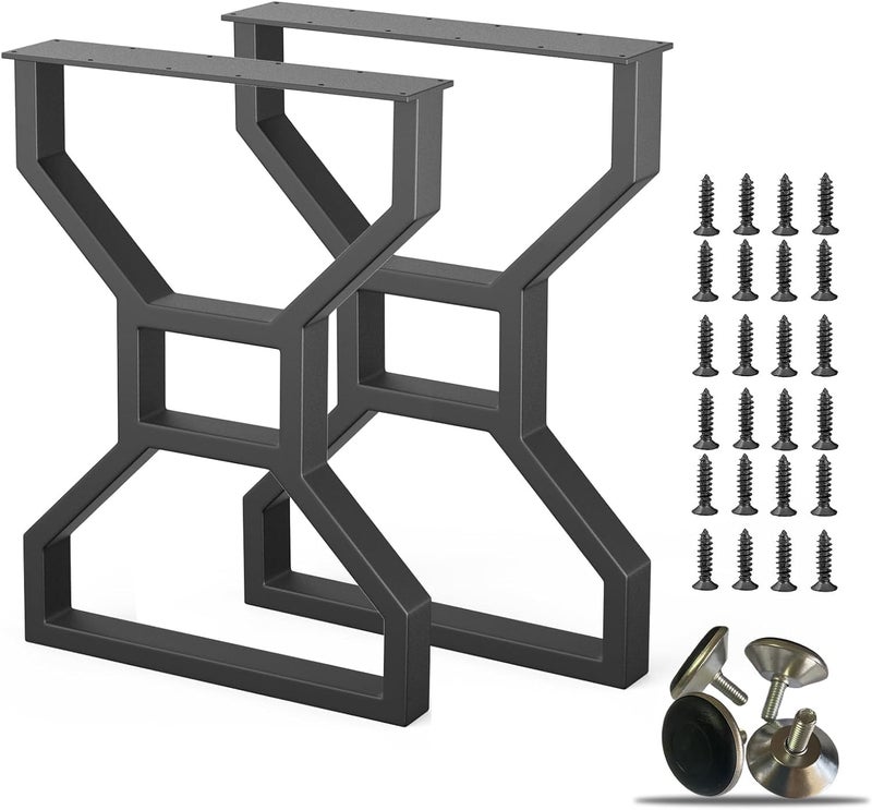 Reyox Reyox Metal Table Legs Heavy Duty Desk Legs for Table 28 inch 20 inch Black Hollow XShaped Metal Legs for Dining Table Office Table Console Table 1 Set of 2 pcs - Image 1