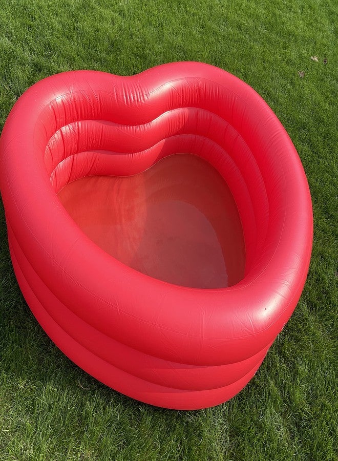 Ban.do Red Heart-Shaped Inflatable Swimming Pool, Large Blow Up Pool Fits 2-3 Adults, Red Heart - Image 4