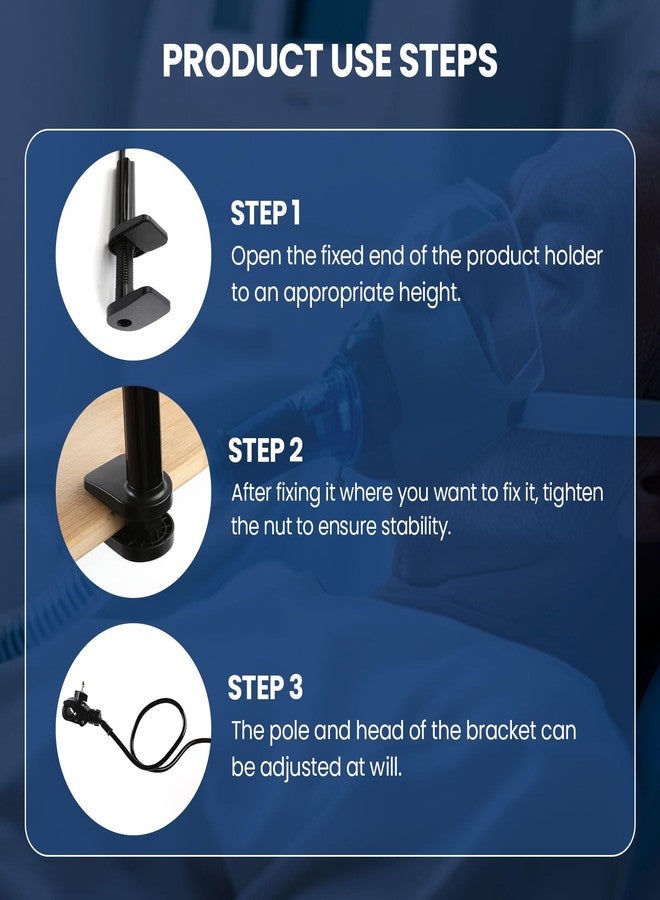 YCQDDA CPAP Hose Holder for Bed – Adjustable 360° Swivel Hose Hanger, Prevents Kinking & Blockage, No-Drill Bedside Hose Support for Easier Sleep, Compatible with All CPAP Tubing - Image 3