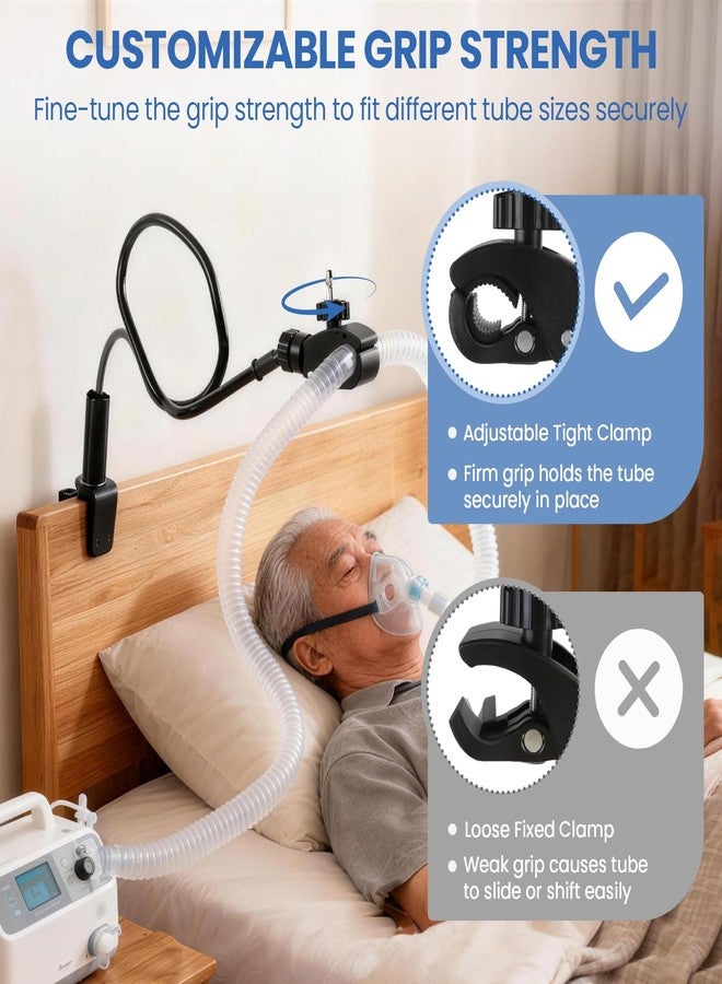 YCQDDA CPAP Hose Holder for Bed – Adjustable 360° Swivel Hose Hanger, Prevents Kinking & Blockage, No-Drill Bedside Hose Support for Easier Sleep, Compatible with All CPAP Tubing - Image 2