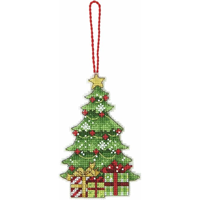 Counted Cross Stitch Christmas Tree Ornament Kit, 3'' W x 4.75'' H