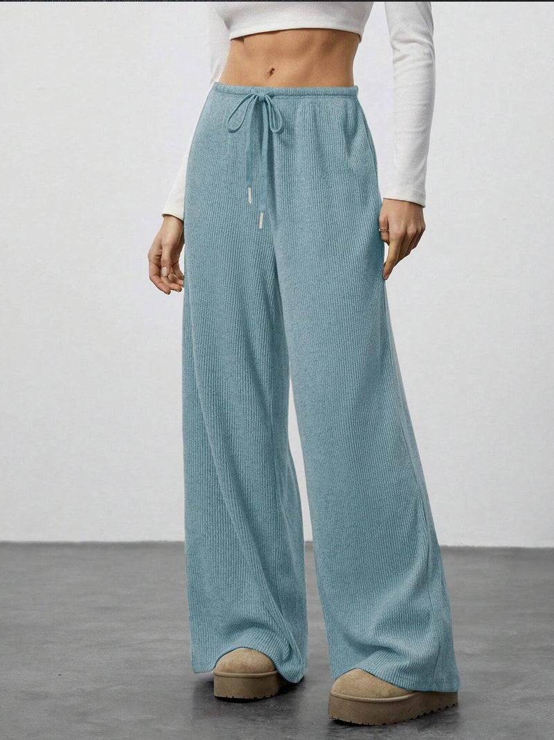 Women's Casual Wide Leg Pants with Drawstring for Spring Summer - Image 3