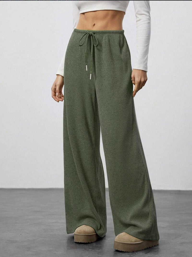 Women's Casual Wide Leg Pants with Drawstring for Spring Summer - Image 4