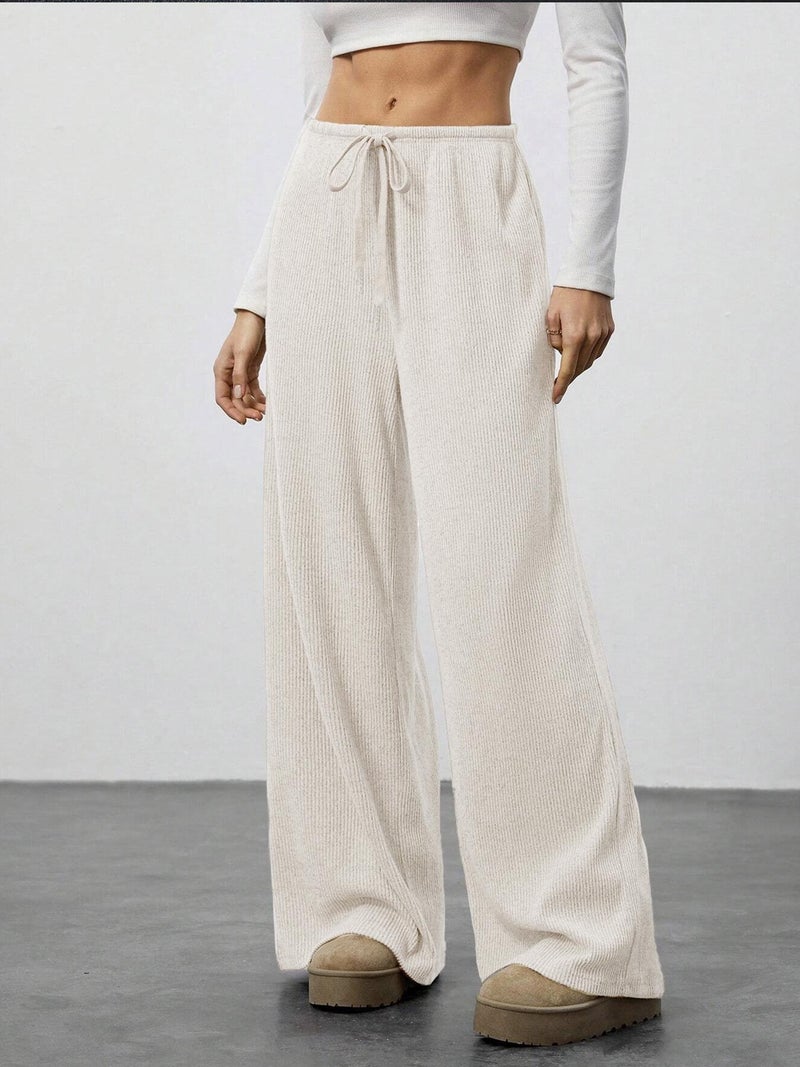 Women's Casual Wide Leg Pants with Drawstring for Spring Summer - Image 5