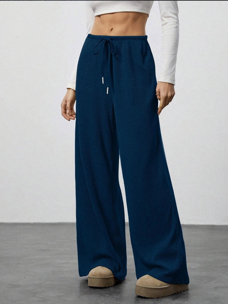 Women's Casual Wide Leg Pants with Drawstring for Spring Summer - Image 2